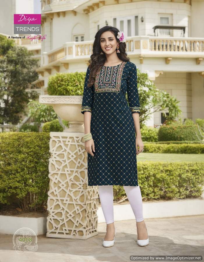 Victorias 4 Heavy Rayon Regular Wear Embroidery Kurti Collection